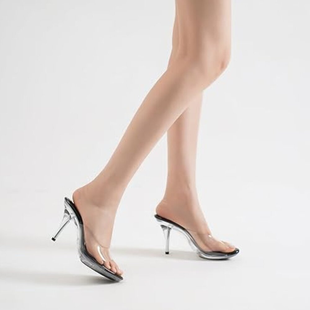 Women's Clear Black Heels